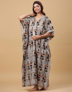 Floral Maternity Kaftan Maxi Pure Cotton Dress