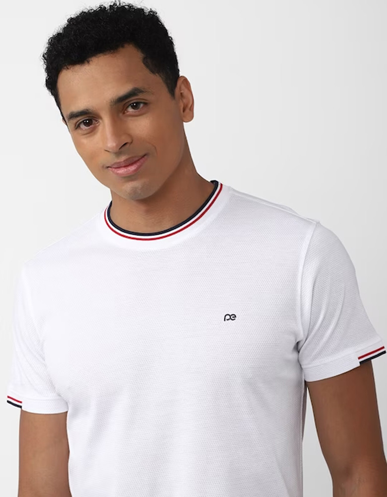 Men Round Neck Slim Fit Cotton T-shirt