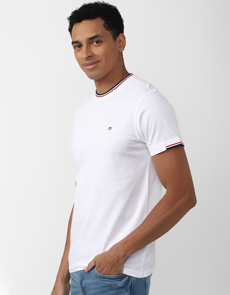 Men Round Neck Slim Fit Cotton T-shirt