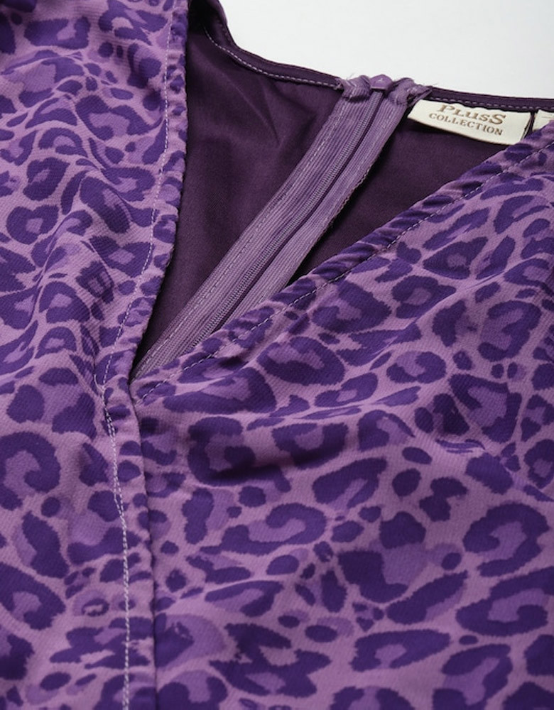 Women Purple Animal Maxi Dress