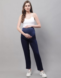 Women Relaxed Mom Fit Maternity Trousers