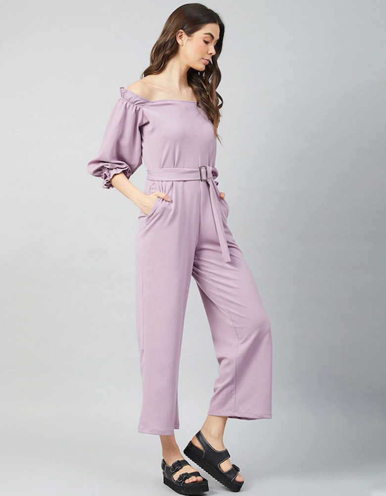 Women Lavender Solid Jumpsuit