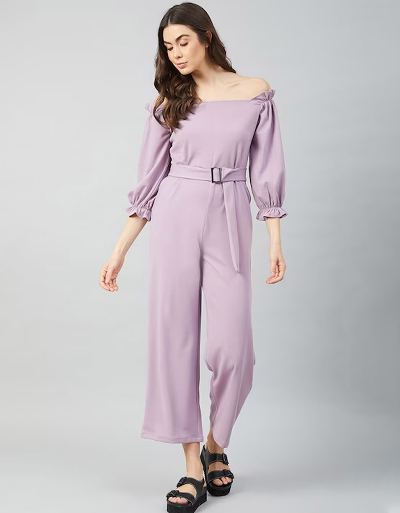 Women Lavender Solid Jumpsuit