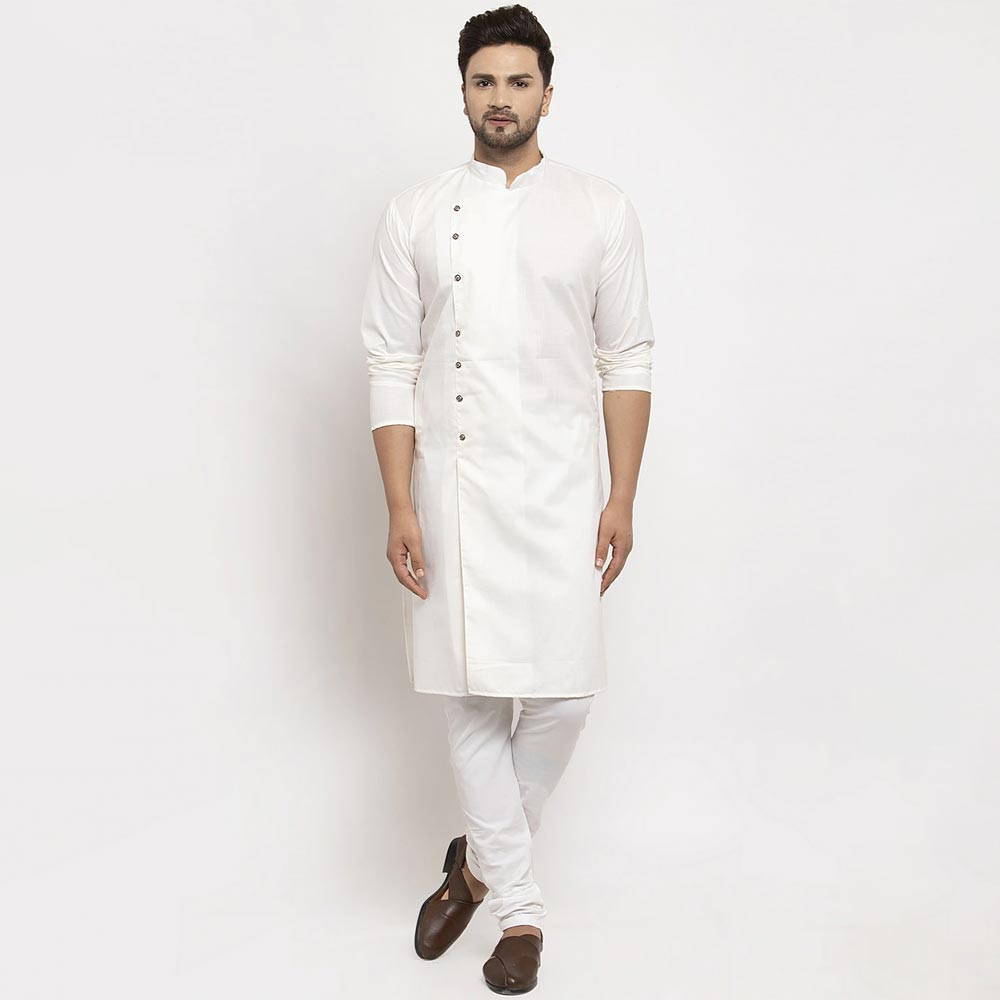 Men White Solid Kurta with Pyjamas