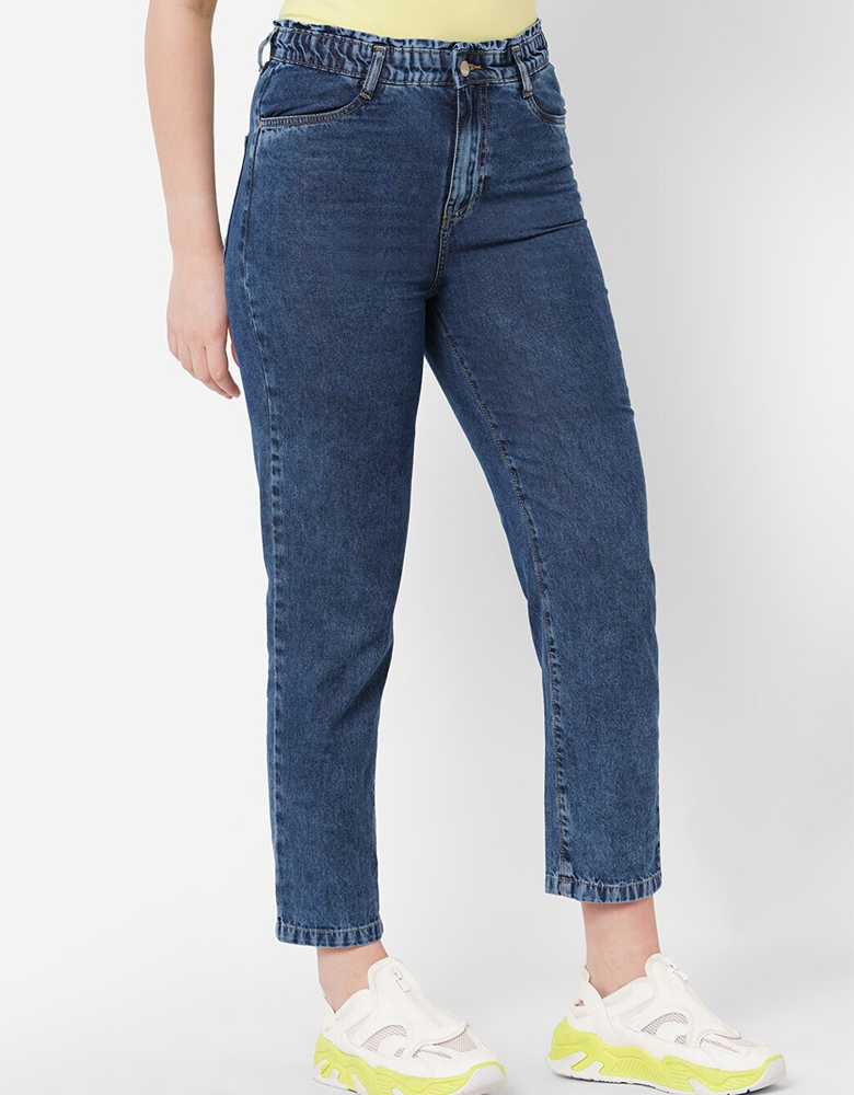 Women Blue Pure Cotton Tapered Fit High-Rise Light Fade Jeans