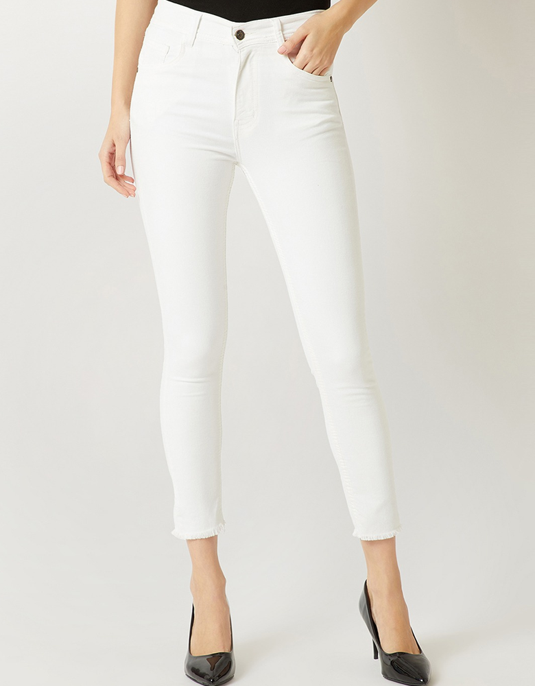 Women White Skinny Fit High-Rise Clean Look Jeans