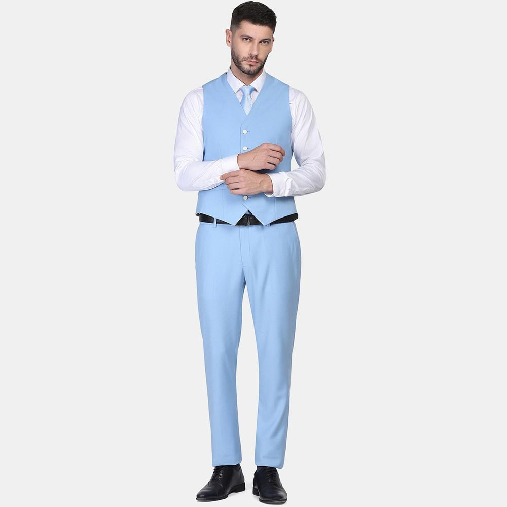 Men Solid Formal 3 Piece Suit