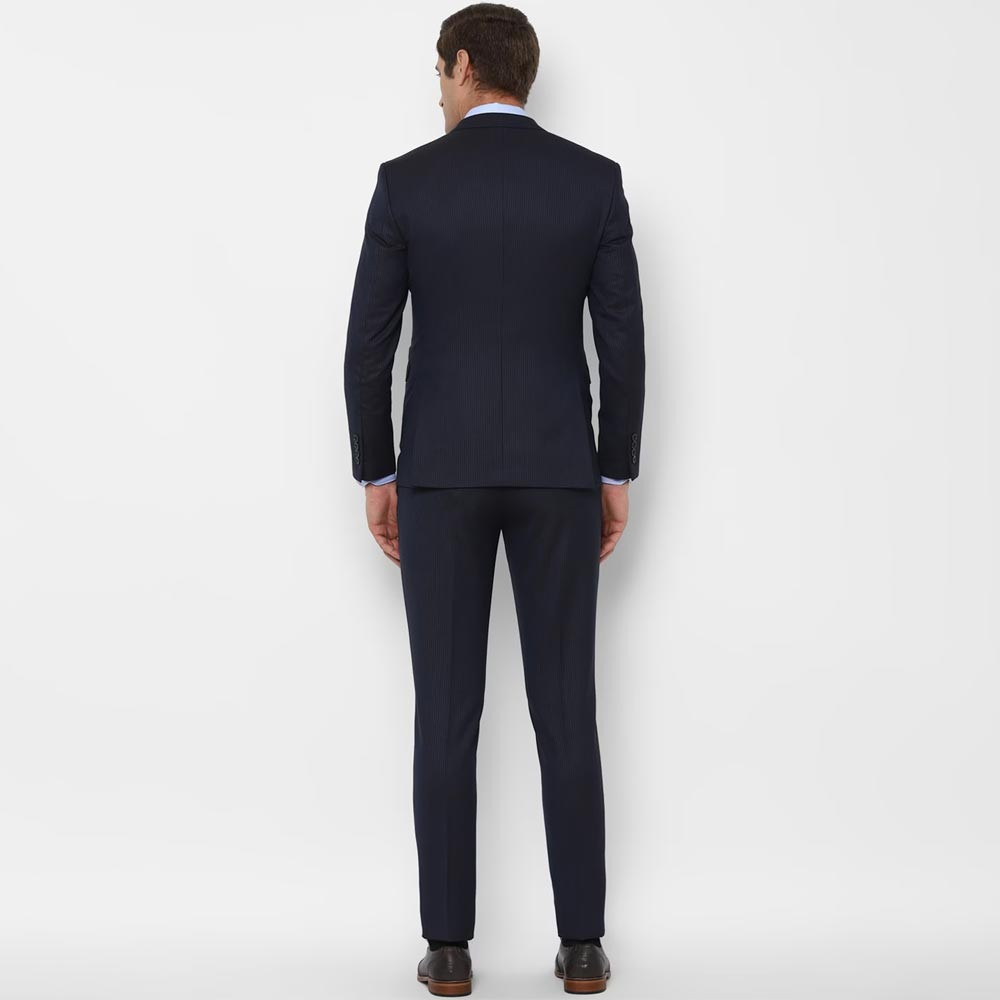 Men Navy Blue Solid Slim-Fit Single-Breasted Three-Piece Formal Suit