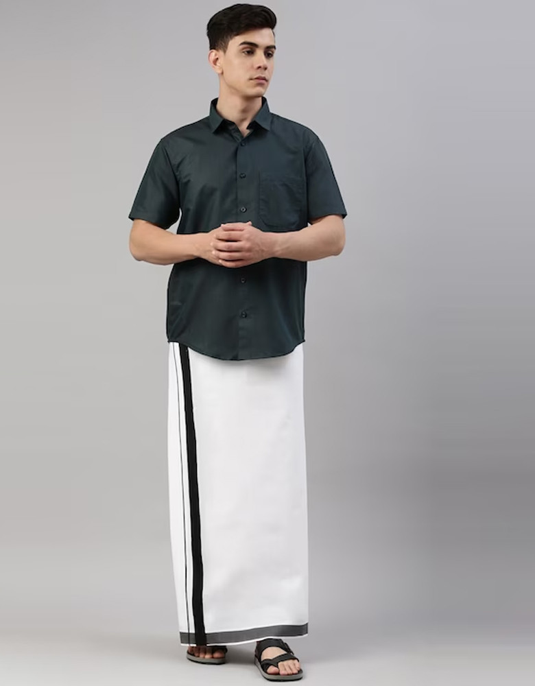 Men White Pure Cotton Dhoti