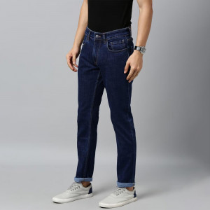 Men Navy Blue Slim Fit Mid-Rise Clean Look Stretchable Jeans