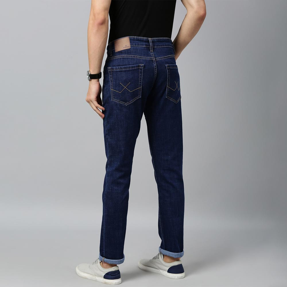 Men Navy Blue Slim Fit Mid-Rise Clean Look Stretchable Jeans