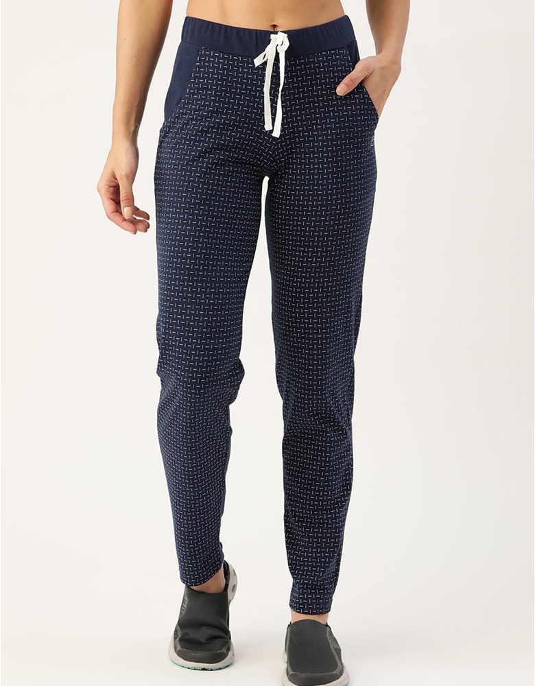 Women Printed Cotton Straight-Fit Track Pants