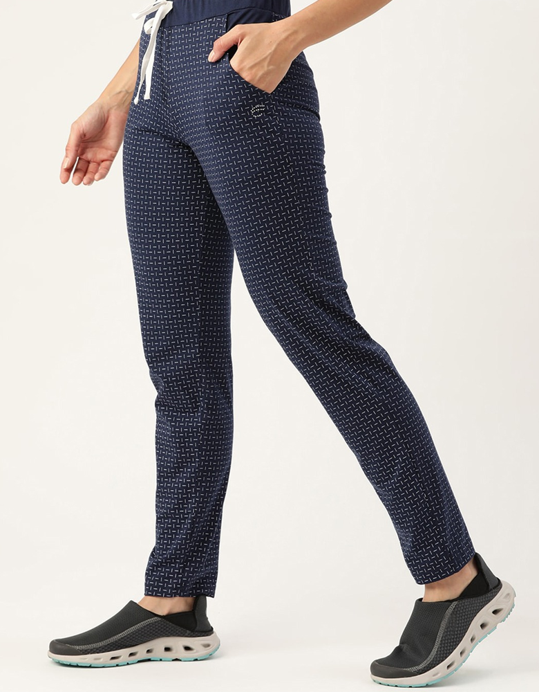 Women Printed Cotton Straight-Fit Track Pants