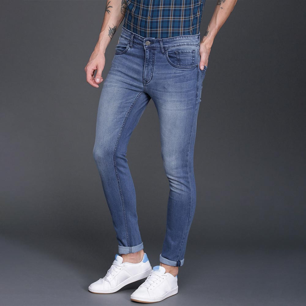 Men Blue Skinny Fit Mid-Rise Clean Look Stretchable Jeans