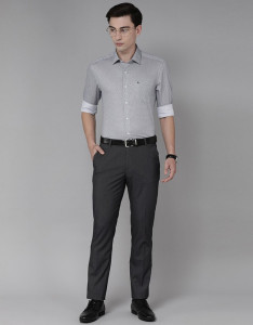 Men Grey with a tinge of Brown Tailored Fit Trousers