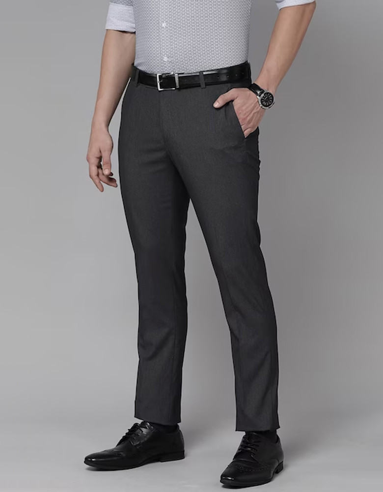 Men Grey with a tinge of Brown Tailored Fit Trousers