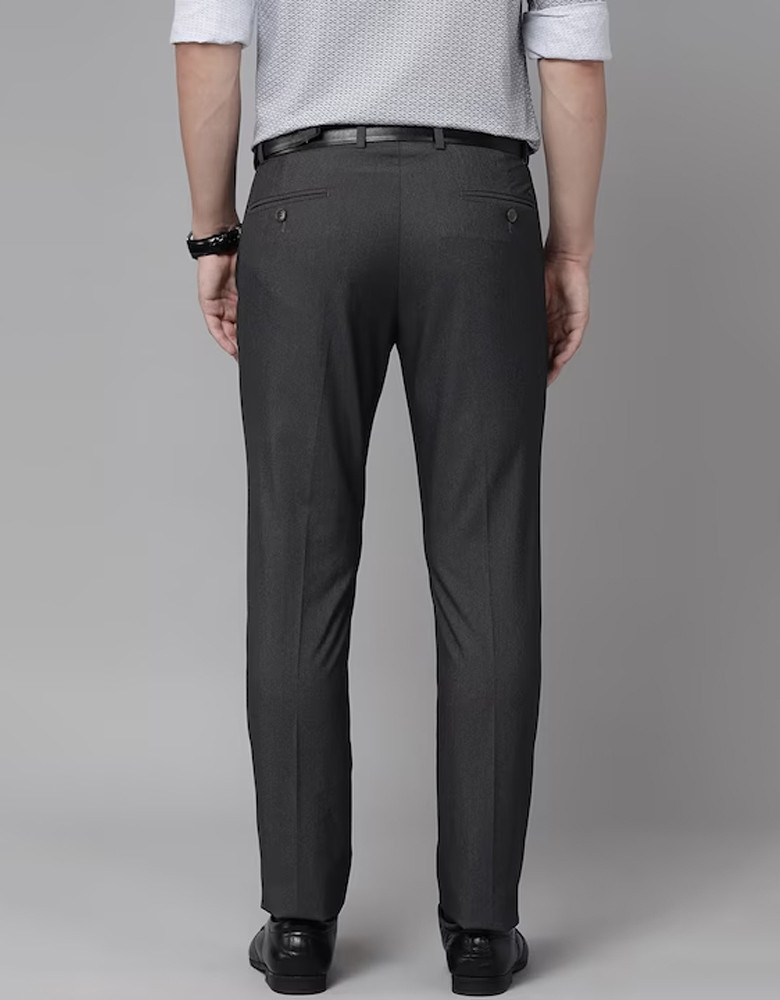 Men Grey with a tinge of Brown Tailored Fit Trousers