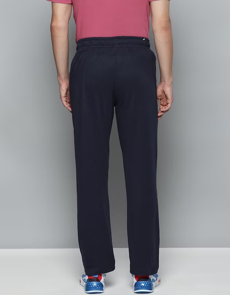 Men Navy Blue Essential Jersey Track Pants with Printed Detail