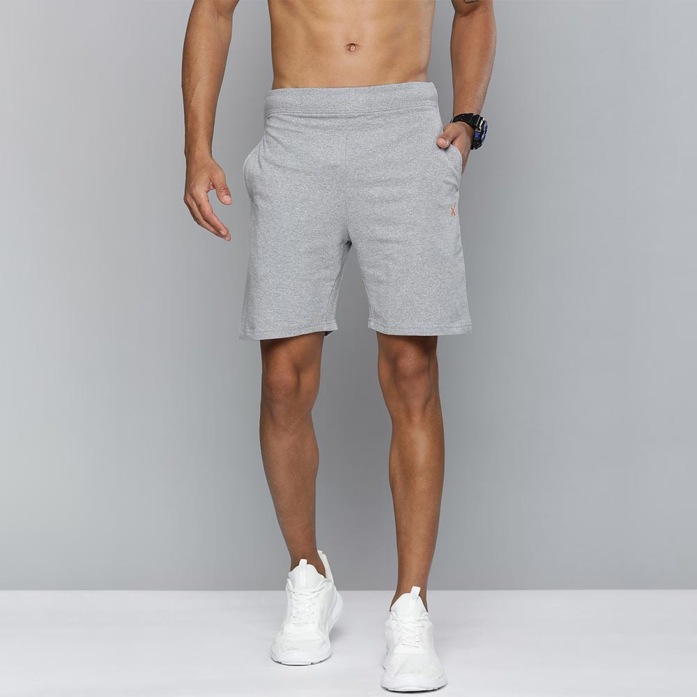 Men Grey Melange Solid Shorts
