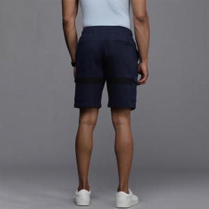 Men Navy Blue Solid Cargo Shorts