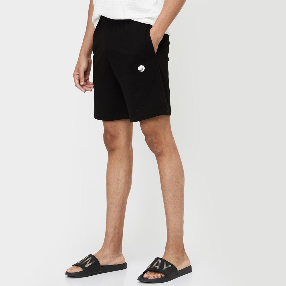 Men Black & White High-Rise Lounge Shorts