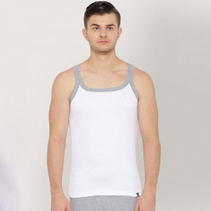 Men White Solid Quick Dry Round Neck Innerwear Vest