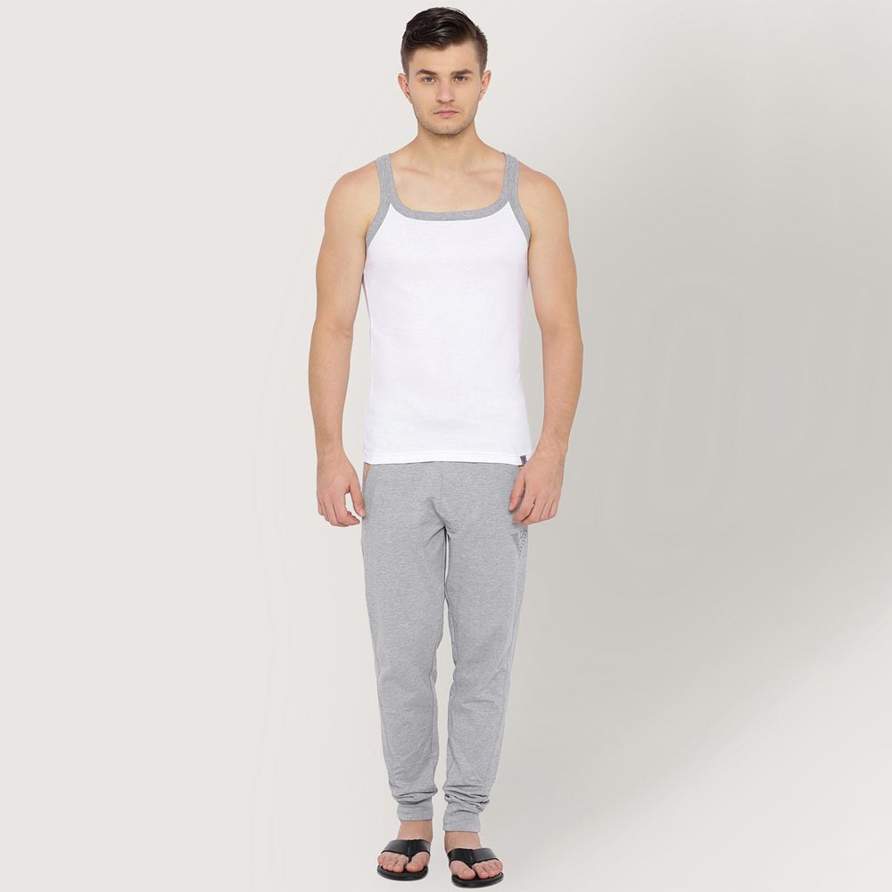 Men White Solid Quick Dry Round Neck Innerwear Vest