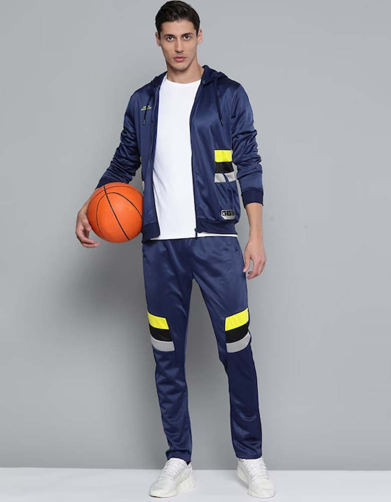 HRX By Hrithik Roshan Basketball Men Medieval Blue Rapid-Dry Solid Tracksuits