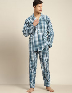 Checked Pure Cotton Pyjama Set