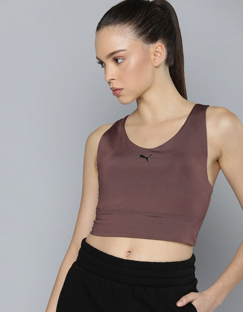Women Mauve Solid Lightly Padded T Styled Sports Bra