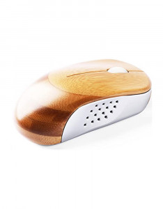 Icemouse Wireless Computer Mouse, Rechargeable Bamboo Wireless Mouse 2.4GHz Optical Silent Mouse with USB Receiver and 4 Adjustable DPIs, for Laptop