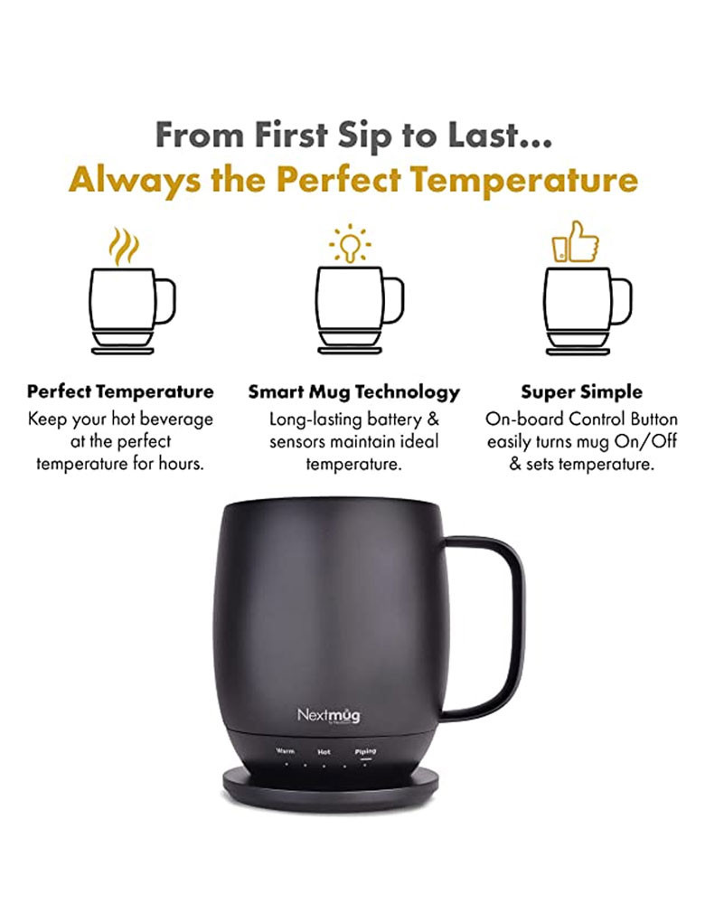 Temperature-Controlled, Self-Heating Coffee Mug (Ivory - 14 oz.)
