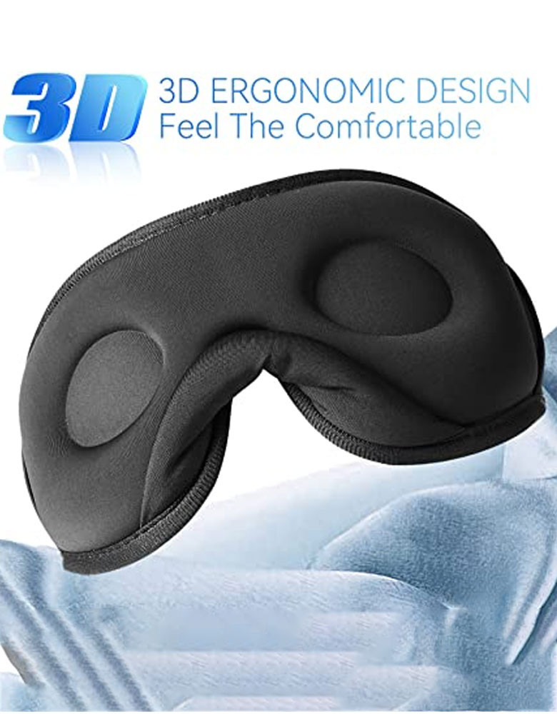 Sleep Headphones 5.0 Wireless 3D Eye Mask, Lightimetunnel Washable Sleeping Headphones for Side Sleepers With Adjustable Ultra Thin Stereo Speakers Microphone Hands Free for Insomnia Travel