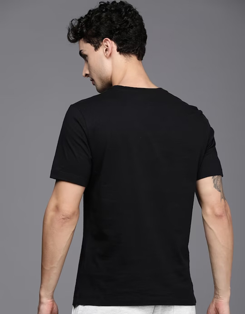 Men Black Printed Pure Cotton Applique AS M NSW TEE BEACH FLAMINGO FS T-shirt