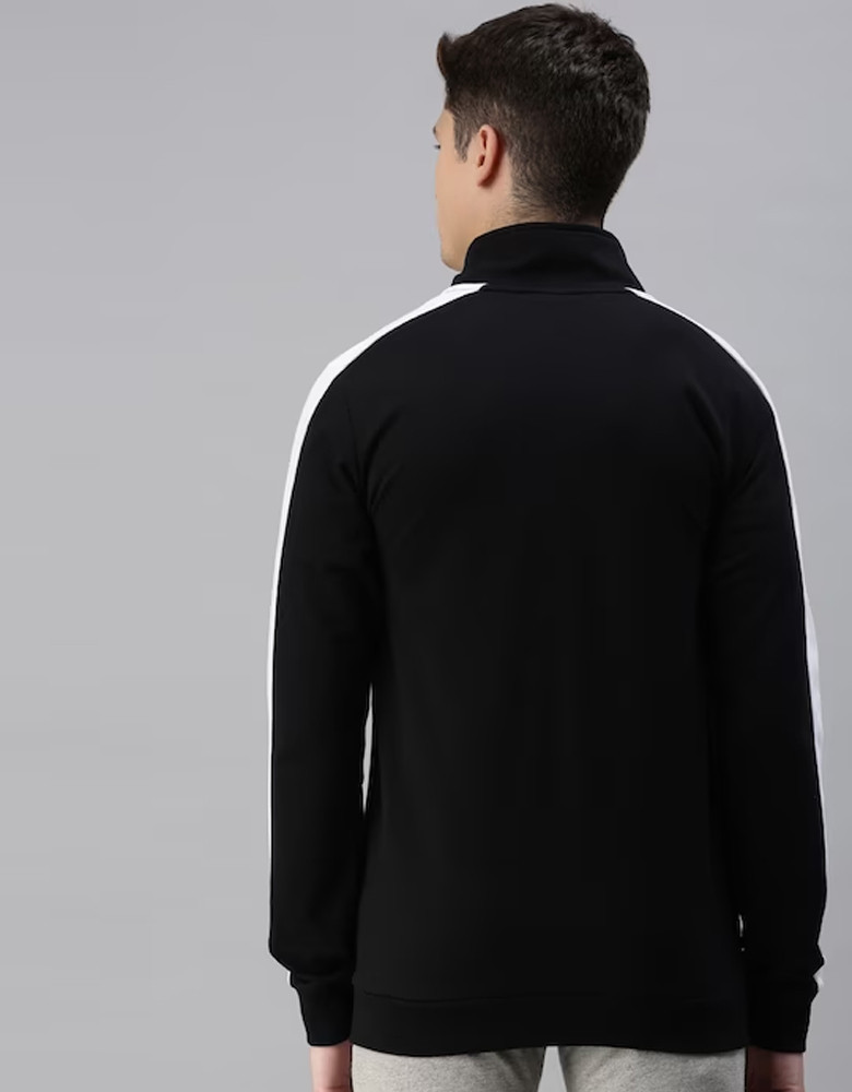 Men Black Full-Zip Sporty Jacket