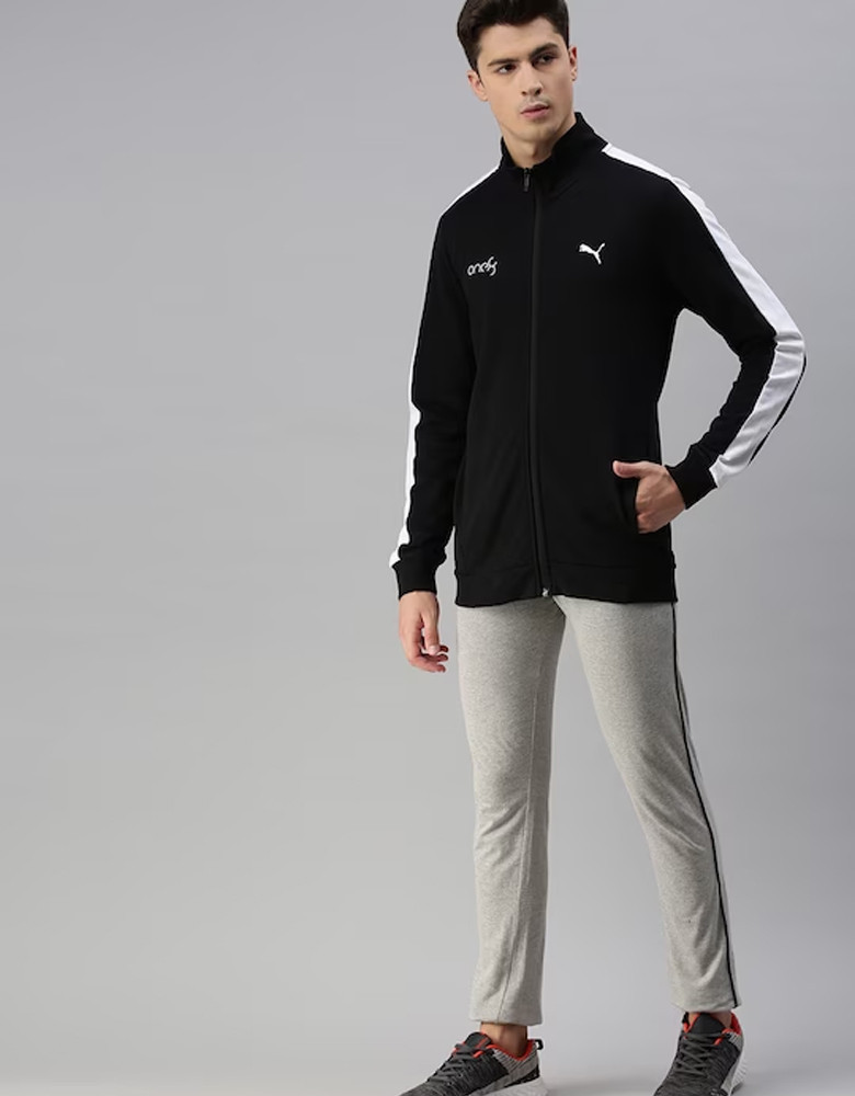 Men Black Full-Zip Sporty Jacket