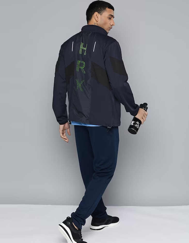 Men Blue Brand Logo Running Sporty Jacket