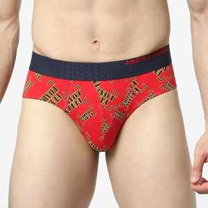 Men Red & Black Printed Basic Brief