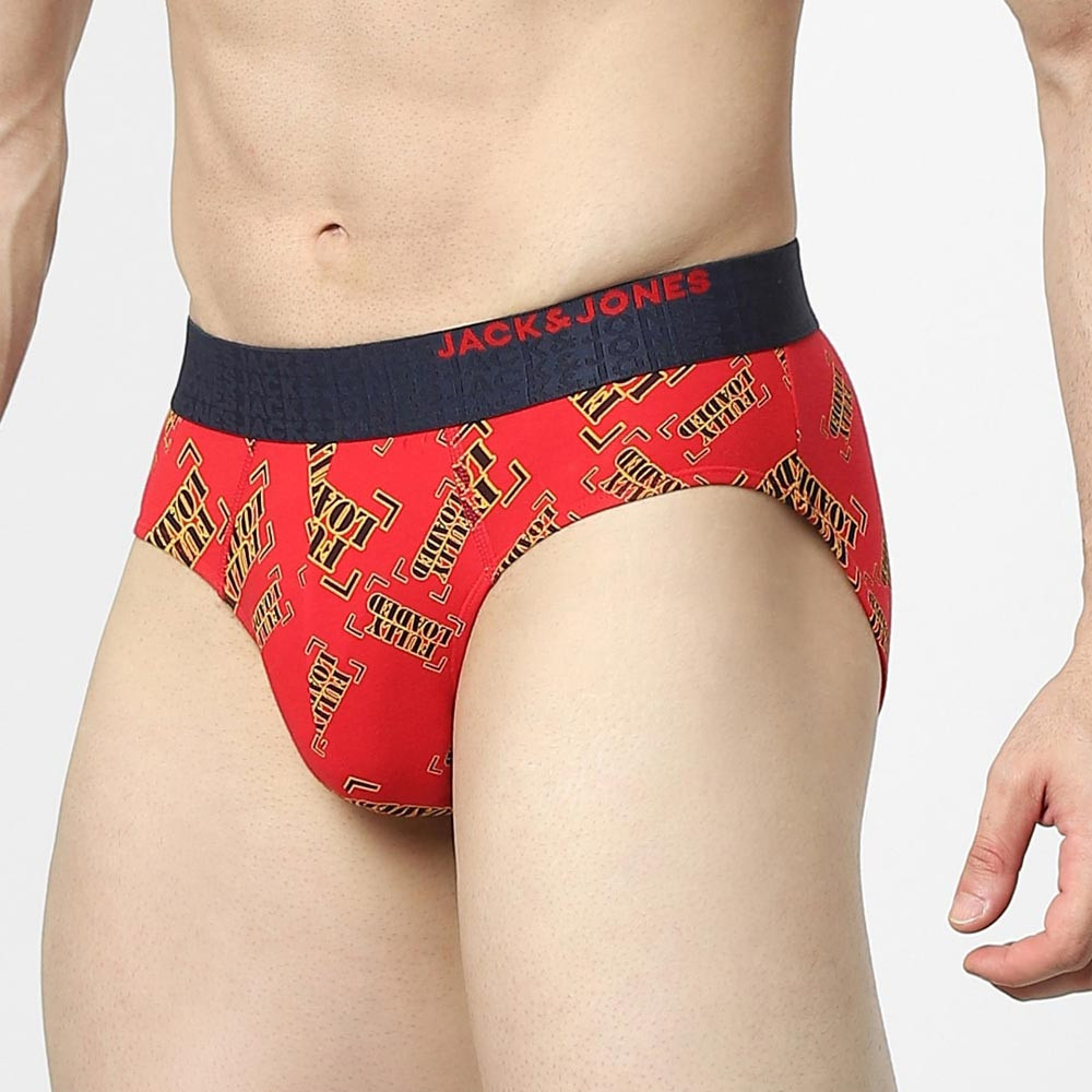 Men Red & Black Printed Basic Brief