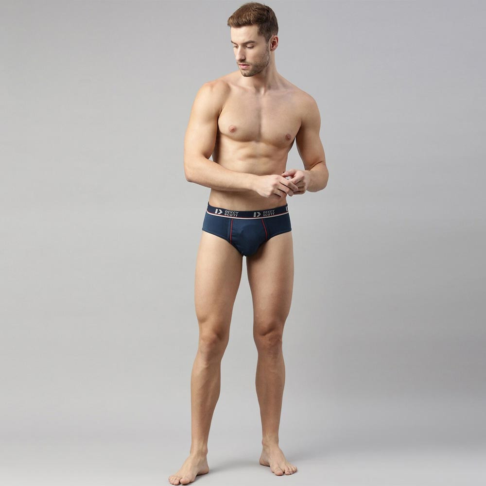 Men Pack Of 3 Grey & Brown Solid Cotton Basic Briefs