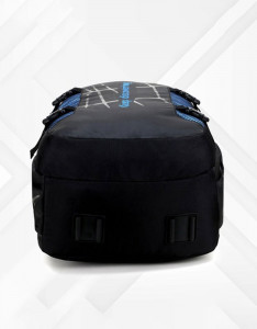 Black & Blue Typography Backpack with Compression Straps