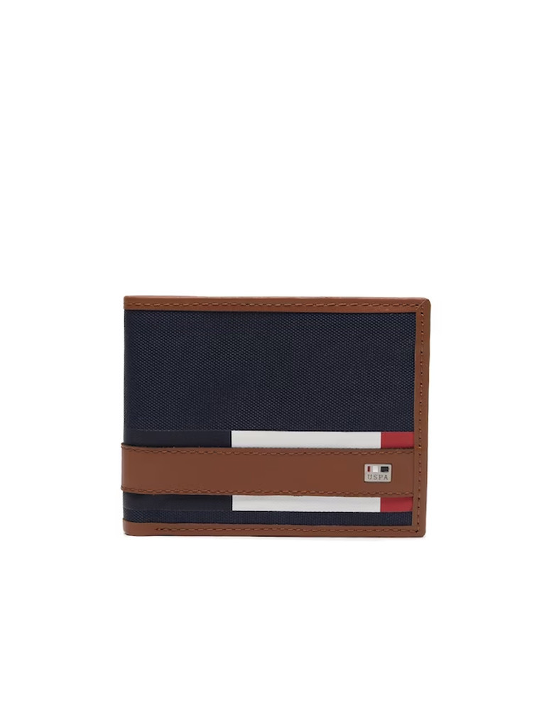 U S Polo Assn Men Navy Blue & Tan Leather Two Fold Wallet