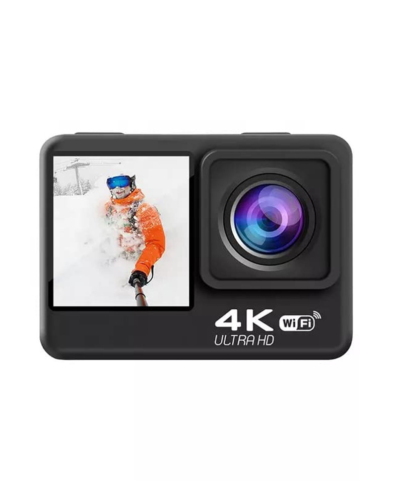 FNX® 4K 60fps Dual Touch Screen Sports Camera Waterproof Underwater Camera with Anti-Shake Stabilization,20MP, 4X Digital Zoom, Support WiFi and 2.4G Remote Control for Outdoor Sports,Travel,