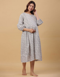 Floral Printed Maternity Pure Cotton A-Line Dress