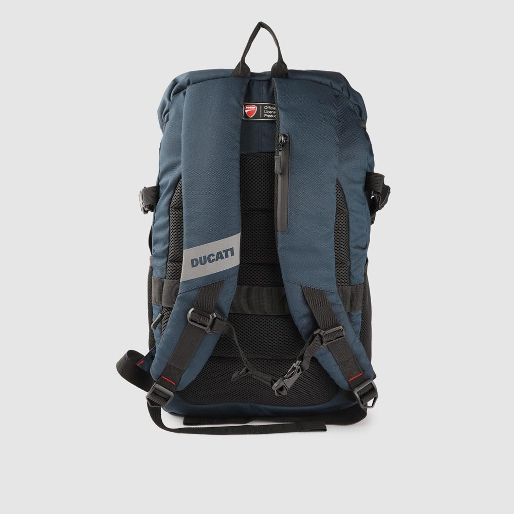 Unisex Navy blue Solid Backpack with USB Charging Port