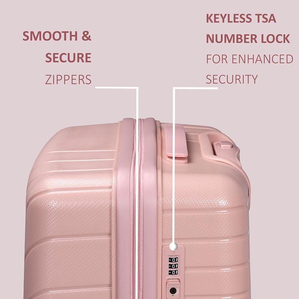 Tuscany Set Of 3 Pink Textured Hard-Sided Polypropylene Trolley Suitcases