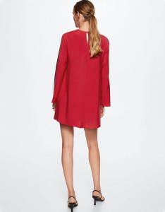Red Solid A-Line Mini Sustainable Dress
