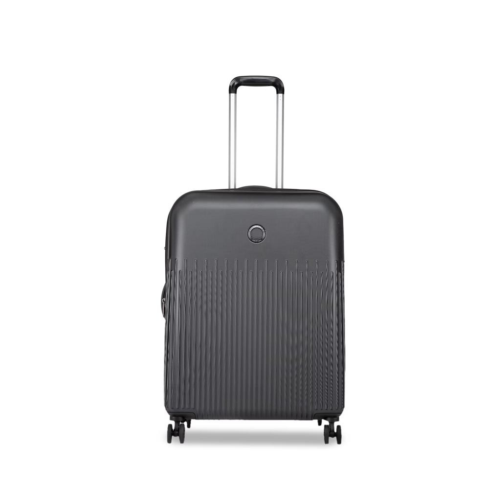 Black Solid Hard-Sided Lima Expandable Cabin Trolley Suitcase