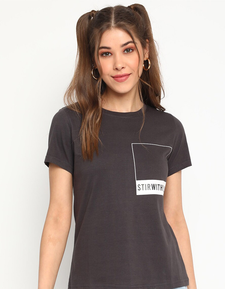 Women Round Neck Cotton T-shirt