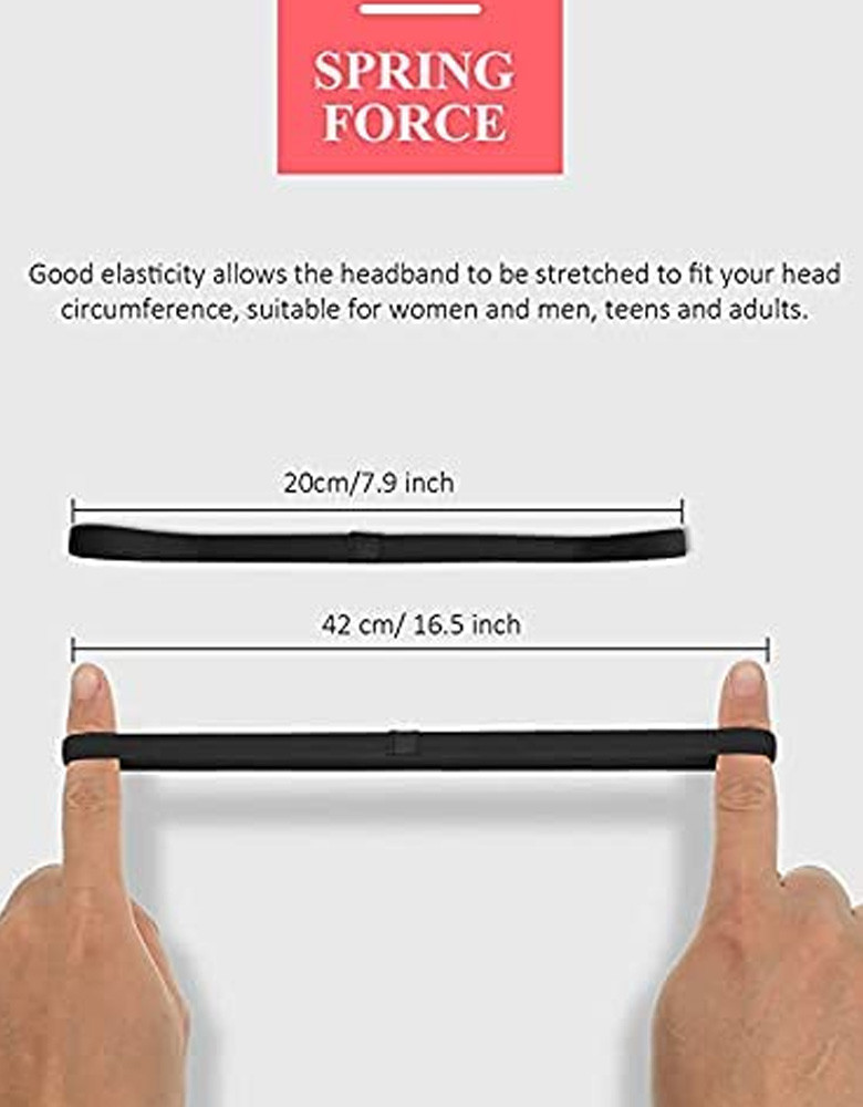 Seeotwo 4 Pieces Thick and Slim Non-Slip Elastic Sports Headbands - Athletic Skinny Hair Headband for Unisex - Silicone Grip Hairband Mini Stylish Sweat Band (Black)